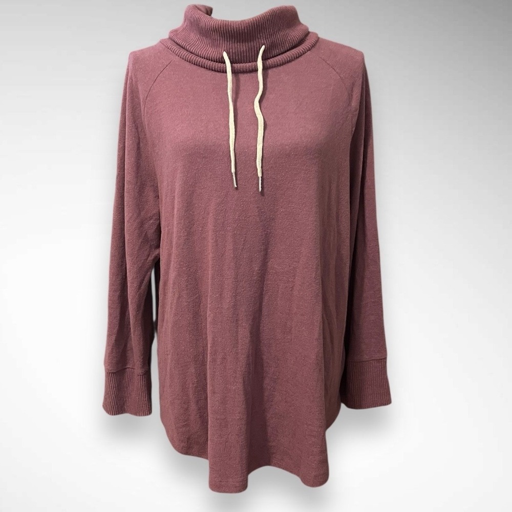Terra & Sky Women's Mauve Cowl Neck Long Sleeve Lightweight Super Soft Top